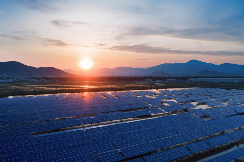 落日新能源技术节能减排太阳能发电板环保实拍摄影图,高清,摄影图,摄影图片,图片大全,摄影图免费下载